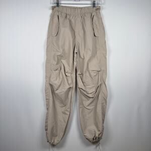 Love Tree Women's Nylon Cargo Pants Beige Streetwear Size M